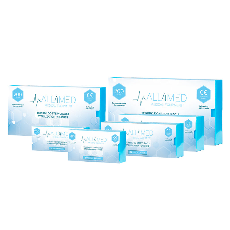 Sterilization Pouches (Autoclavable bags) 190mm x 330mm 200pcs All4Med
