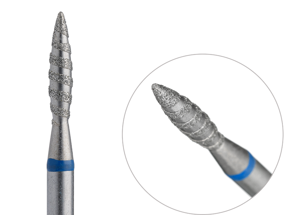Diamantová fréza, Plameň špicatý, „Tornado“, 2.1*8.5 mm, Modrá