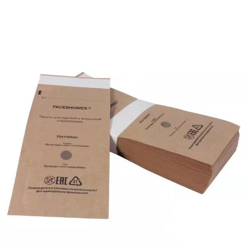 Sterilization pouches (Kraft bags) Faceshowes 75*150mm (brown) 100pcs - Good Girl Gel