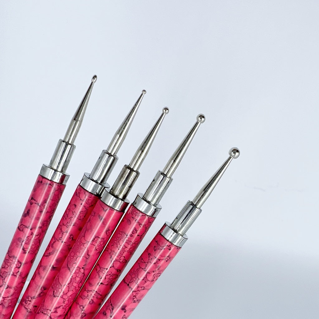 Set of Gel nail brush with dots Pink (5psc.) - Good Girl Gel