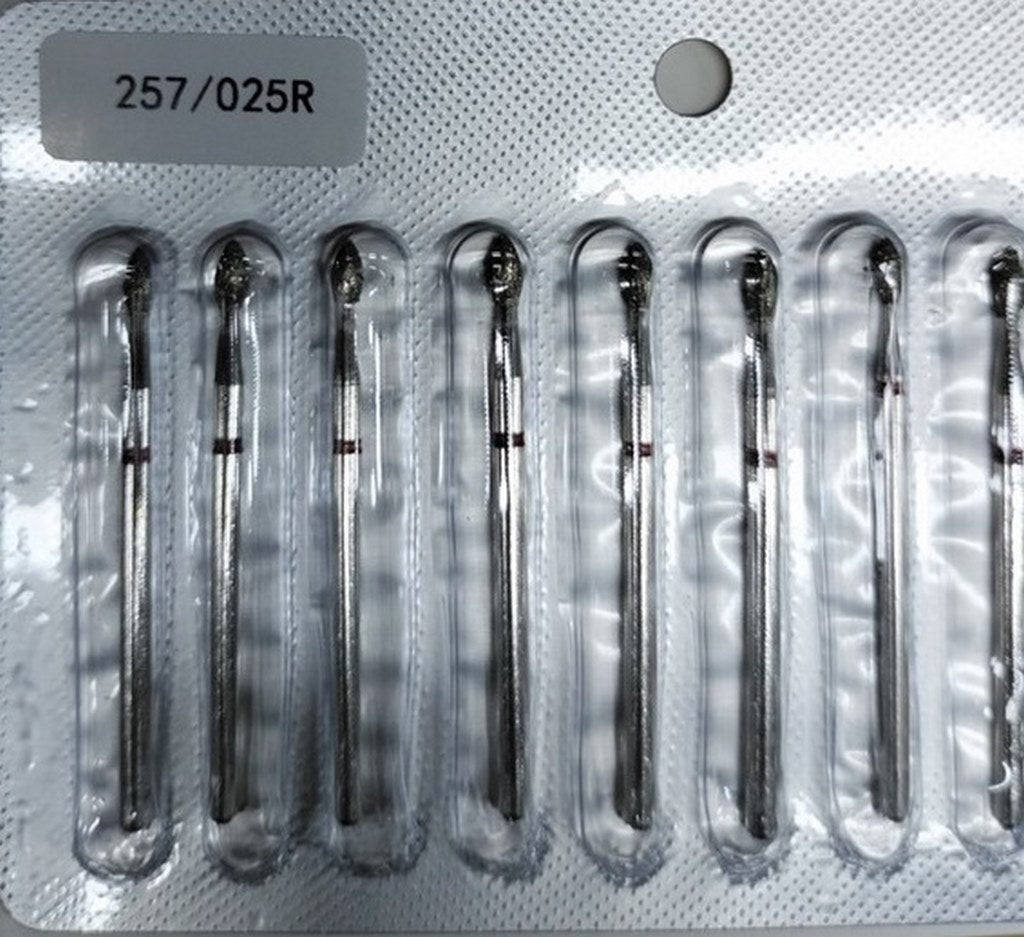 Алмазна фреза для нігтів, Брунька загострена, 2.5*6.0 мм, Червона, Тайвань