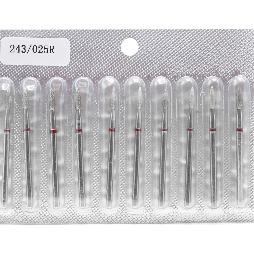 Fraise en diamant, Flamme pointue, 2.5*8.5 mm, Rouge, Taïwan