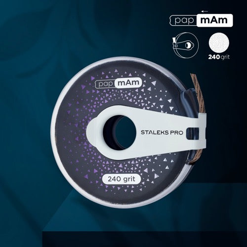Disposable abrasive tape papmAm in a plastic case Staleks Pro Exclusive 240 grit, ATCLUX-240