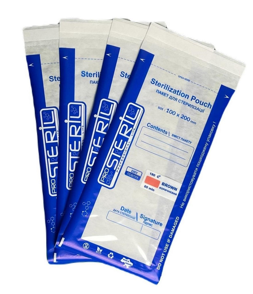 Sachets de stérilisation (sacs Kraft) ProSteril 100*200mm (Transparent combiné) 100 pcs