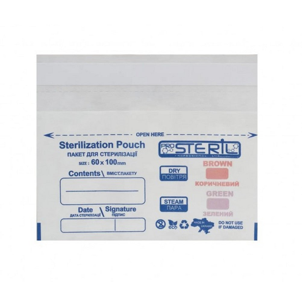 Стерилізаційні пакети (крафт-пакети) ProSteril 60*100мм (білі) 100 шт