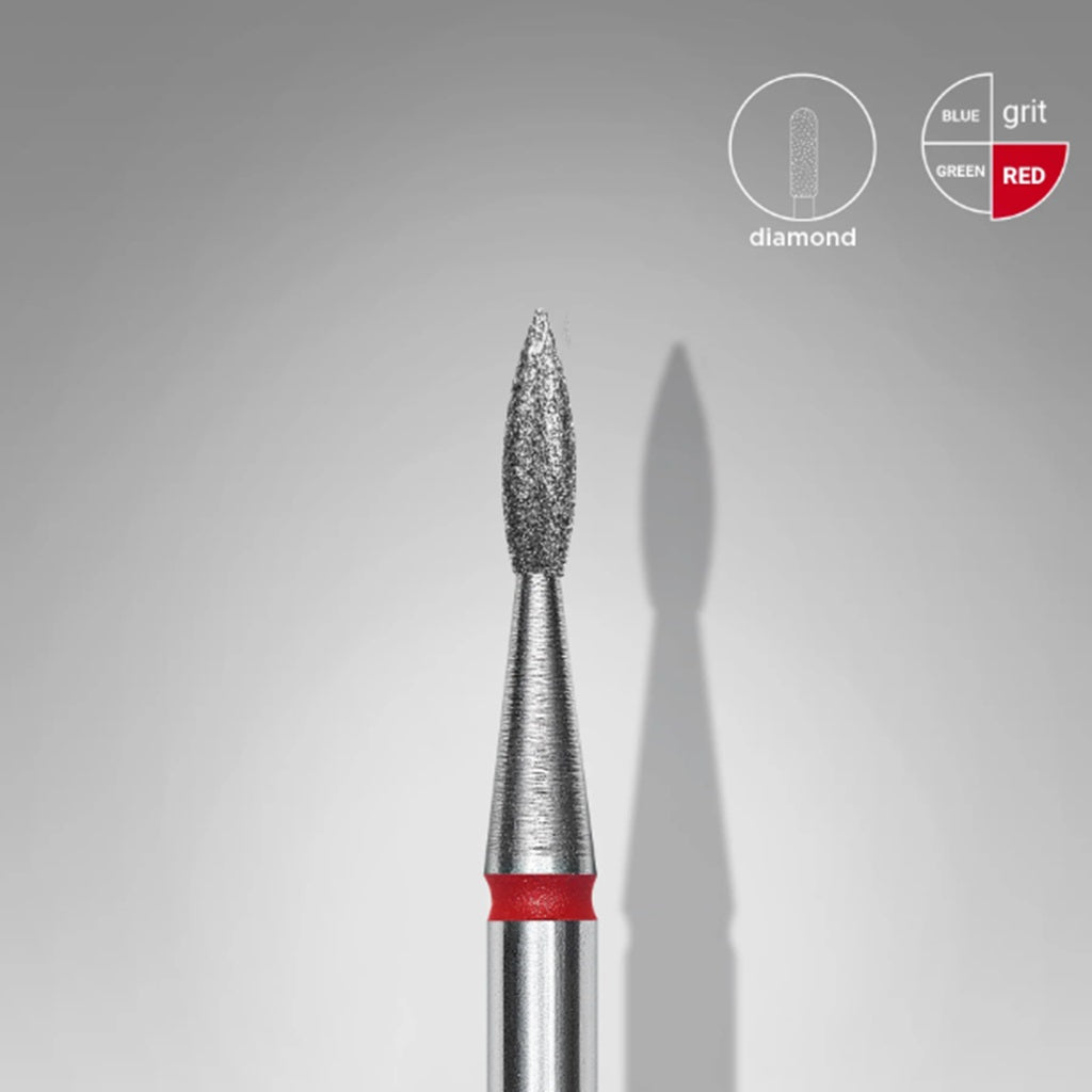 Diamantová fréza, Plameň špicatý, 1.8*8.0 mm, Červená, STALEKS