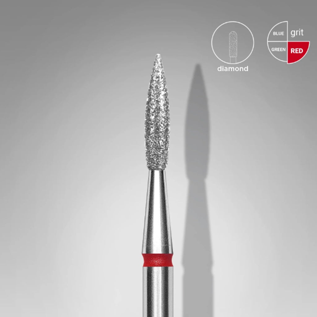 Diamantová fréza, Plameň špicatý, 2.3*8.0 mm, Červená, STALEKS