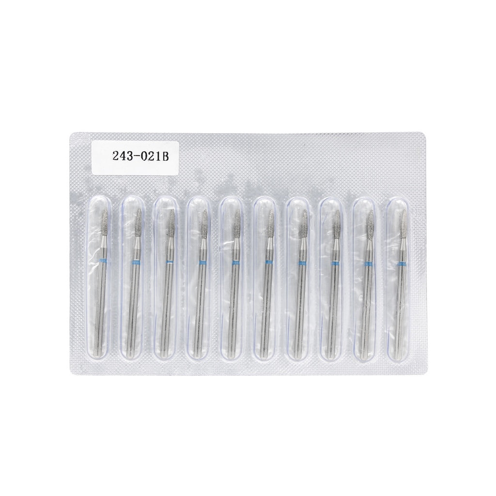 Diamond nail drill bit, “Flame” Pointed, 2.1*8.0 mm, Blue , Taiwan - Good Girl Gel