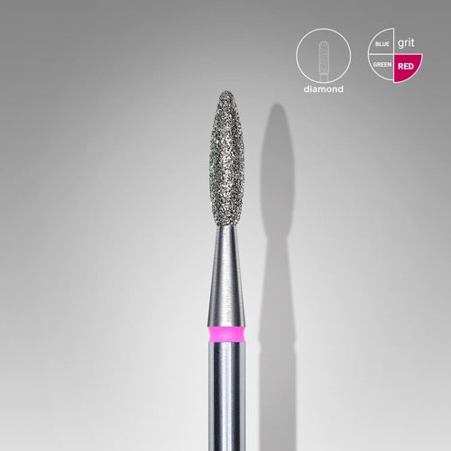 Fraise en diamant, « Flamme », 2.1*8.0 mm, Rouge, STALEKS