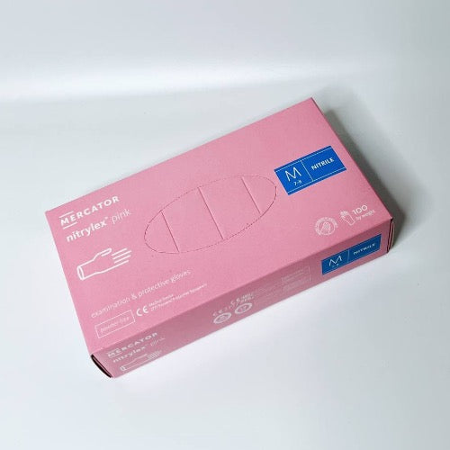 Нитриловые перчатки без пудры Nitrylex Mercator размер M (розовые)