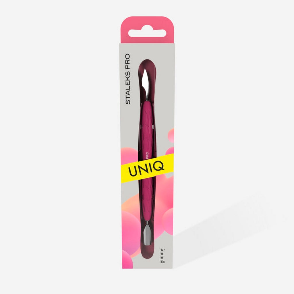Manicure pusher with silicone handle “Gummy” Staleks Pro UNIQ 10 TYPE 3 (rounded narrow pusher and cleaner)
