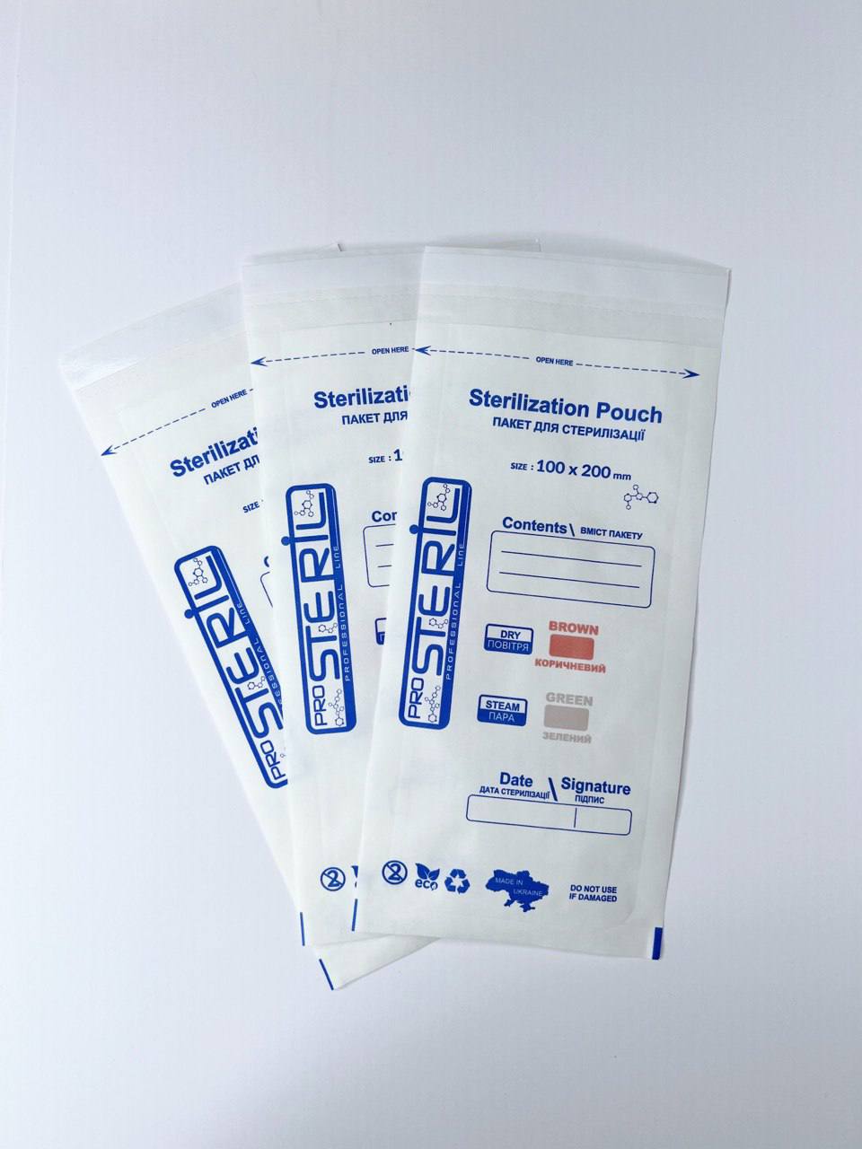 Sterilization pouches (Kraft bags) ProSteril 100*200mm (white) 100pcs