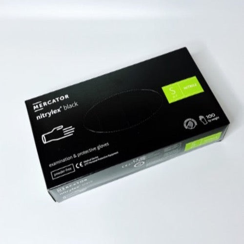 Нитриловые перчатки без пудры Nitrylex Mercator размер S (черные)