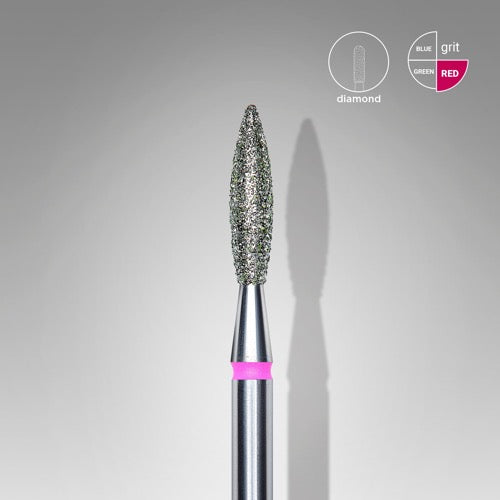 Diamantová fréza na nechty, „Plameň“, 2.3*10 mm, Červená, STALEKS