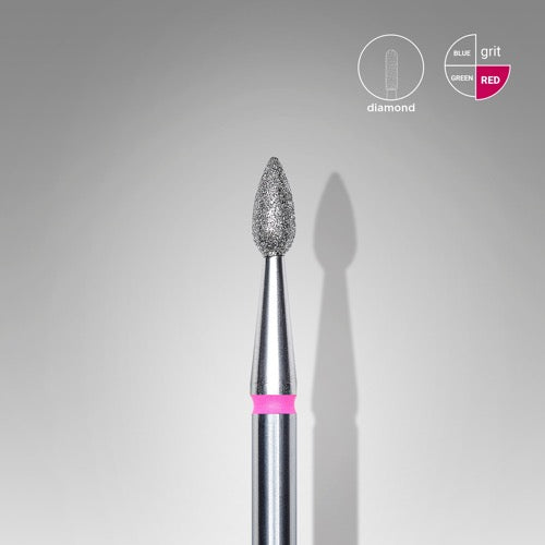 Алмазная фреза, «Почка» острая, 2.3*5.0 мм, красная, STALEKS