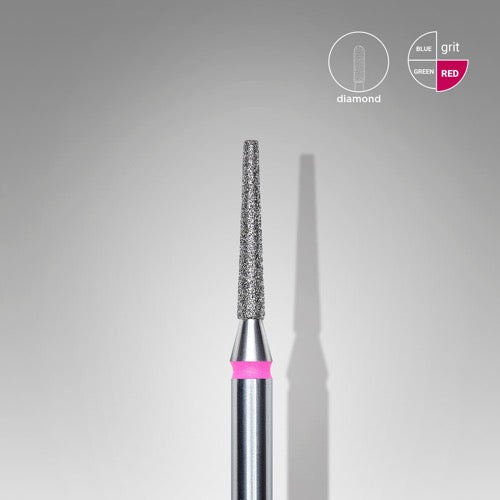 Diamond nail drill bit, “Cone” Truncated, 1.6*10 mm, Red, STALEKS