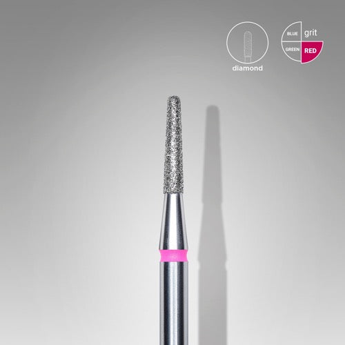 Алмазна фреза, «Конус» округлий, 1.8*8.0 мм, червоний, STALEKS