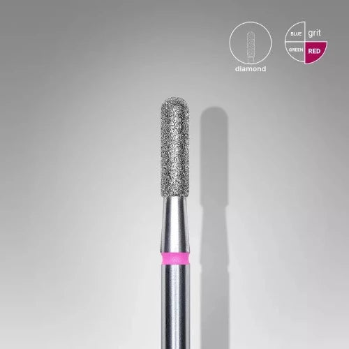 Diamond nail drill bit, “Cylinder” Rounded, 2.3*8.0 mm, Red, STALEKS