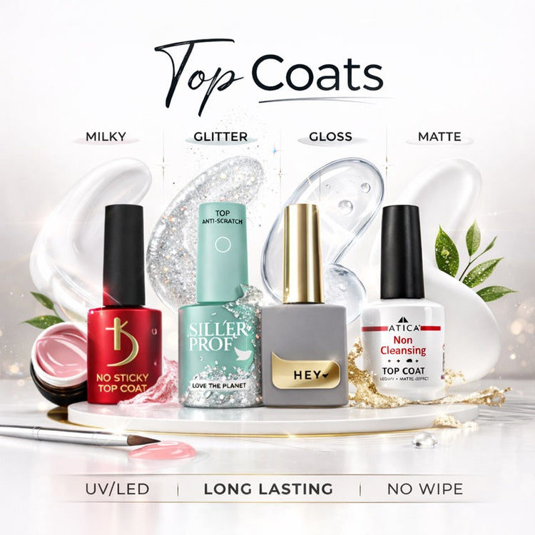Professional Gel Top Coats — Long-Lasting High-Gloss Finish