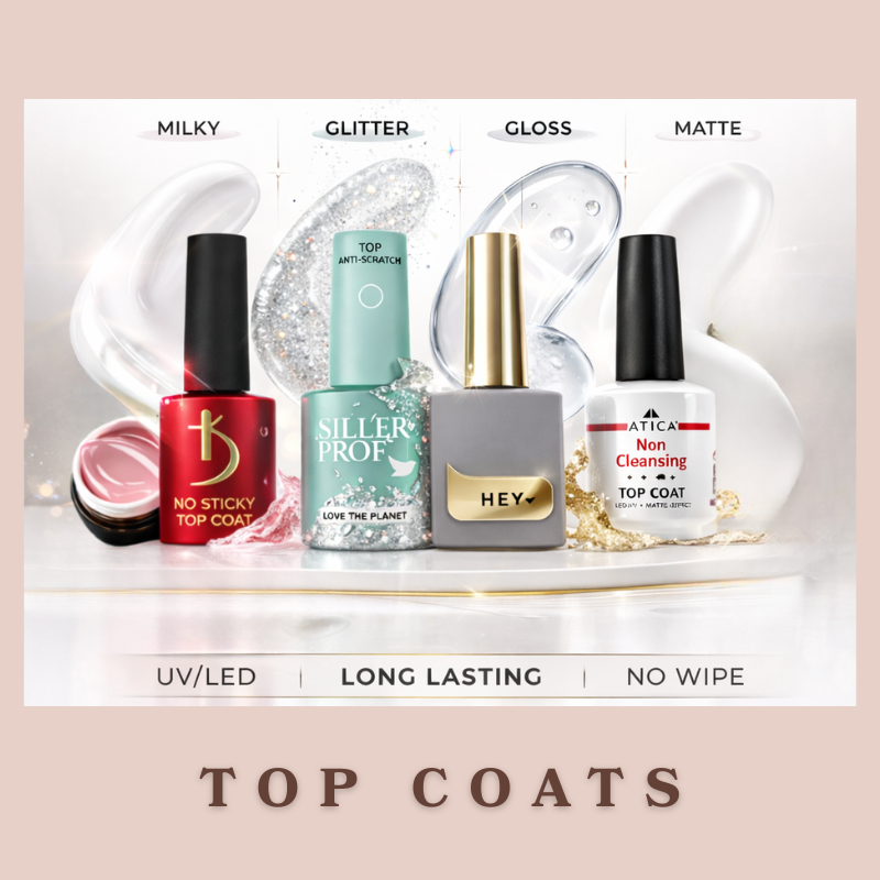 Professional Gel Top Coats — Long-Lasting High-Gloss Finish