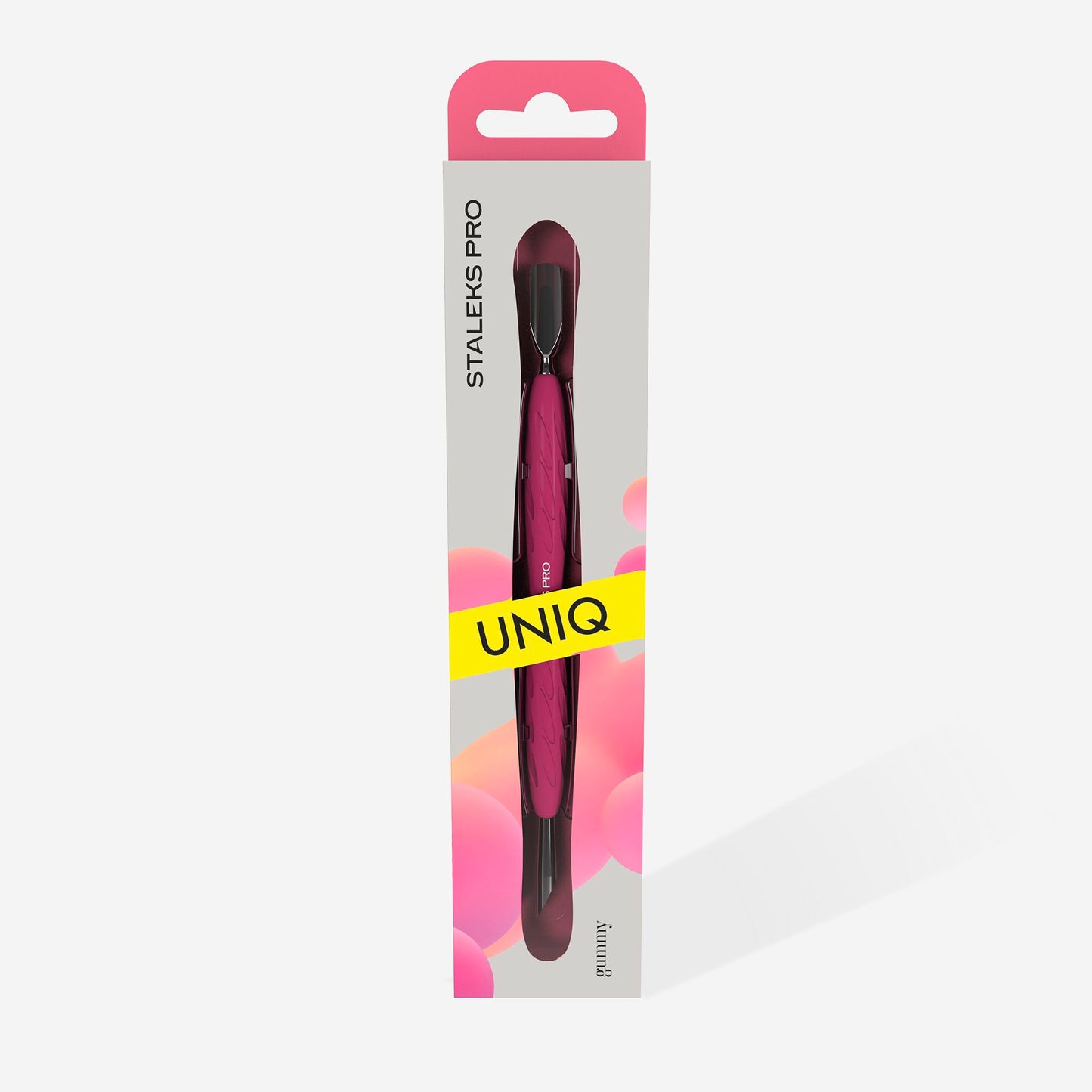 Manicure pusher with silicone handle “Gummy” Staleks Pro UNIQ 10 TYPE 2 (narrow rounded pusher + slanted pusher)