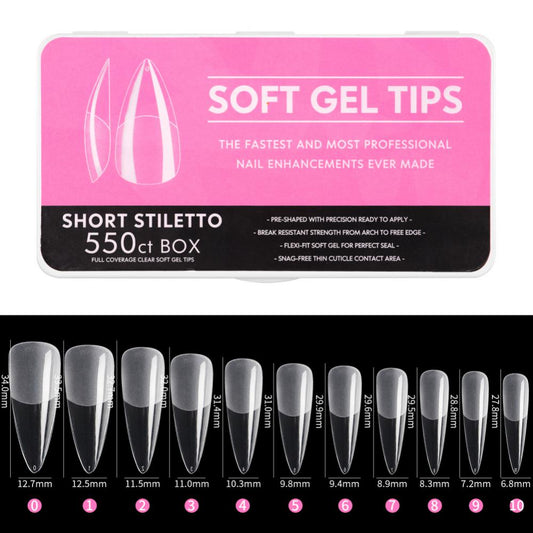 Gel tips Short Stiletto, 550 pcs
