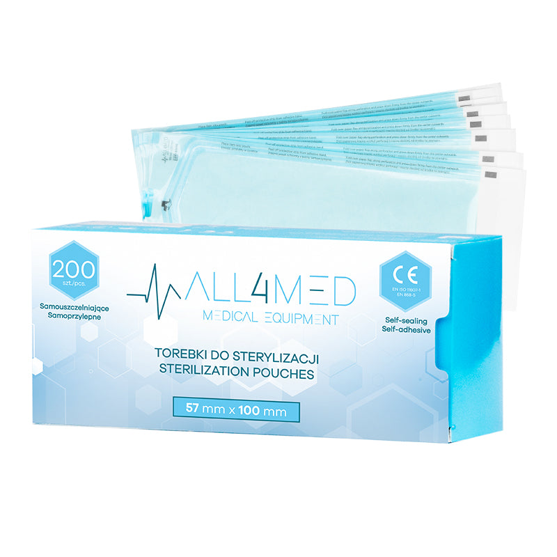 Sterilization Pouches (Autoclavable bags) 57mm x 100mm 200pcs All4Med