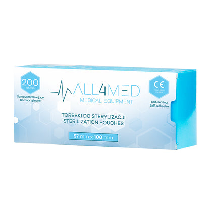 Sterilization Pouches (Autoclavable bags) 57mm x 100mm 200pcs All4Med