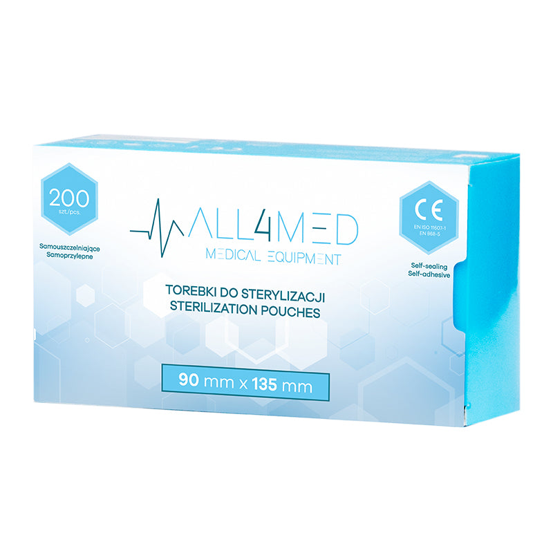 Sterilization Pouches (Autoclavable bags) 90mm x 135mm 200pcs All4Med