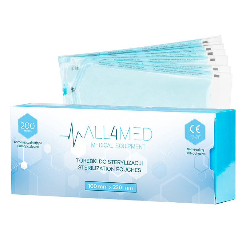 Sterilization Pouches (Autoclavable bags) 100mm x 230mm 200pcs All4Med