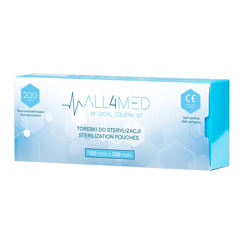 Sterilization Pouches (Autoclavable bags) 100mm x 230mm 200pcs All4Med