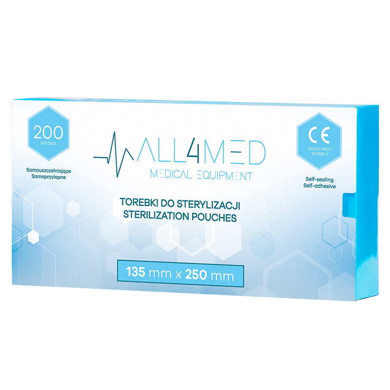 Sterilization Pouches (Autoclavable bags) 135mm x 250mm 200pcs All4Med