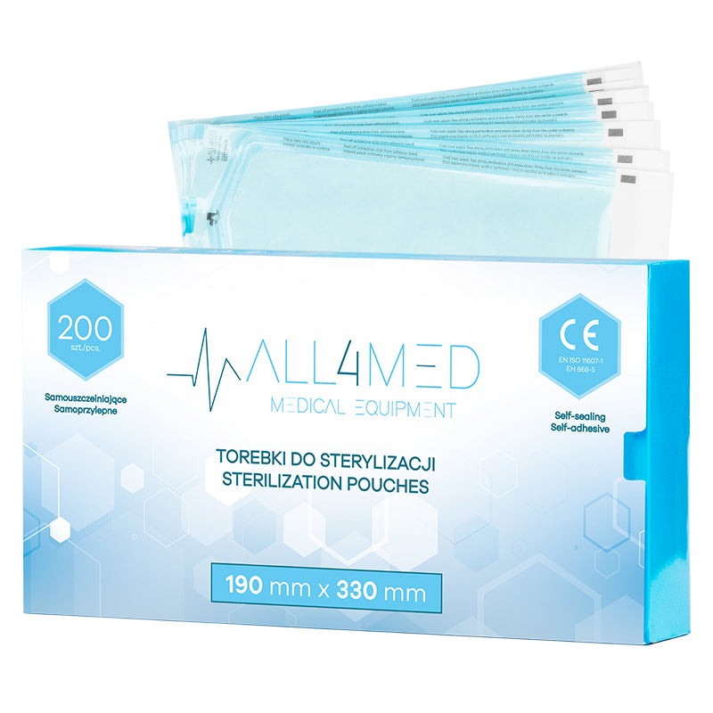 Sterilization Pouches (Autoclavable bags) 190mm x 330mm 200pcs All4Med