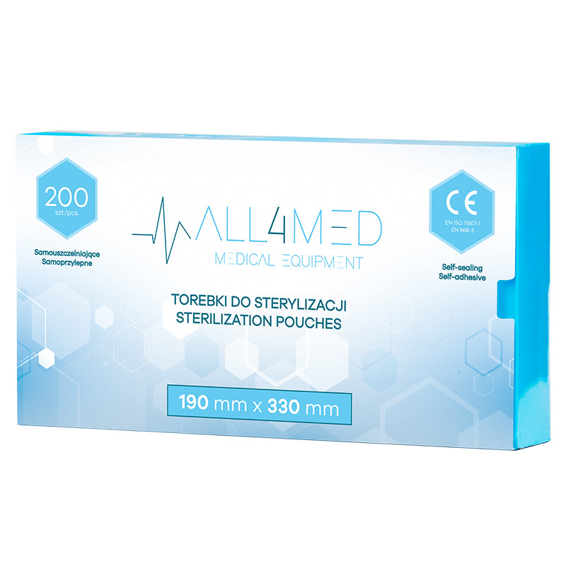 Sterilization Pouches (Autoclavable bags) 190mm x 330mm 200pcs All4Med