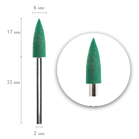 Silicon Drill Bit Polisher 213, 6*17mm, Green, 240 grit