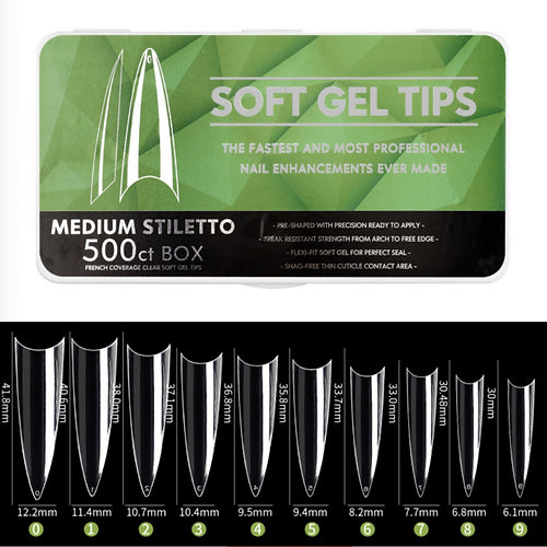 Gel tips Medium Half cover Stiletto, 500pcs