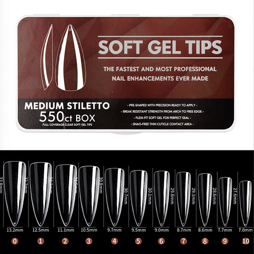 Gel tips Medium Stiletto, 550pcs