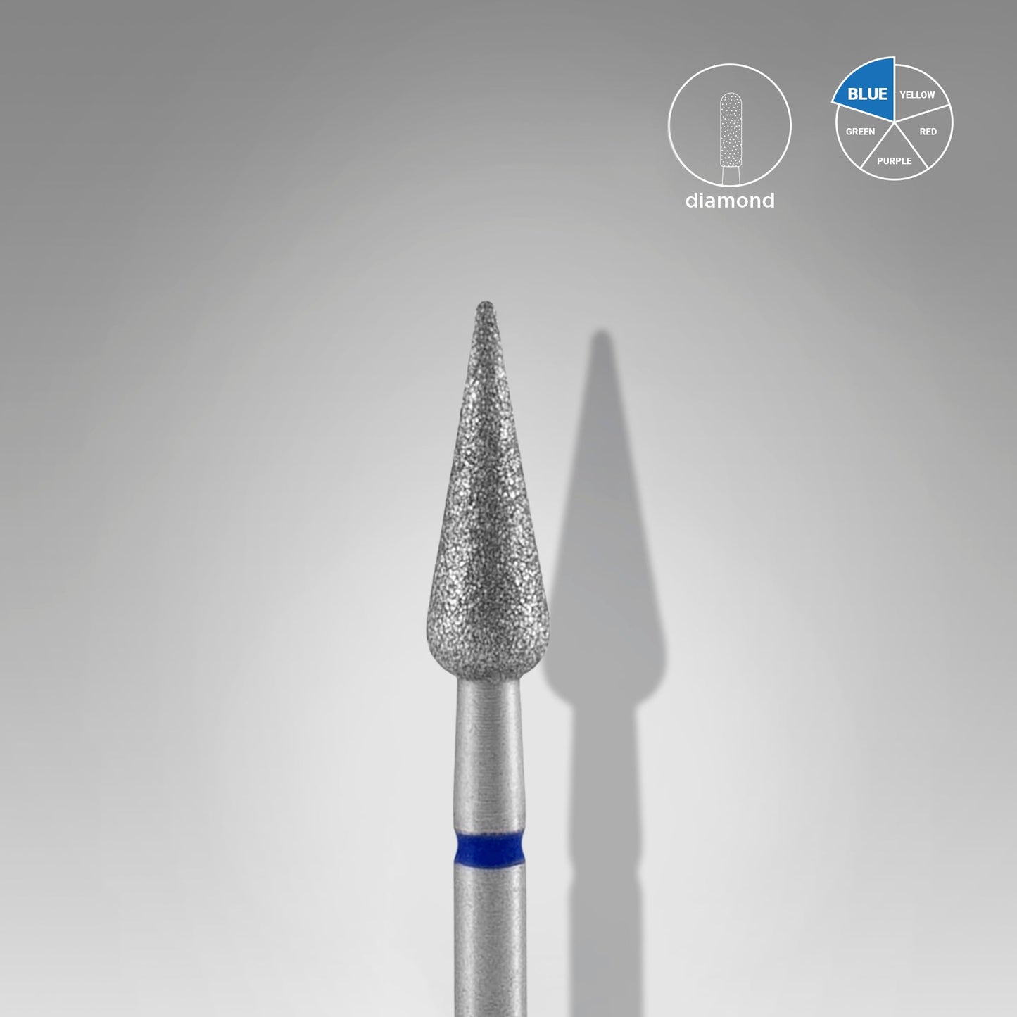 Diamond nail drill bit, “Pear” Pointed, 4.0*12 mm, Blue, STALEKS