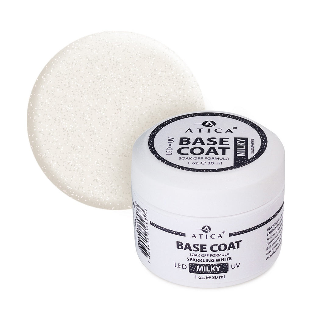 База Cover Milky Іскристий Білий Волокно 30 ml Atica