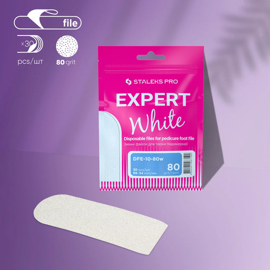Limas papmAm descartáveis ​​brancas para lixa de unha reta Pro Expert 22, grão 180 (50 unid.), DFCE-22-180w