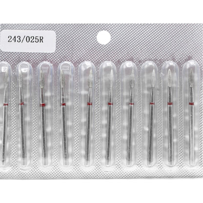 Fraise en diamant, Flamme pointue, 2.5*8.5 mm, Rouge, Taïwan