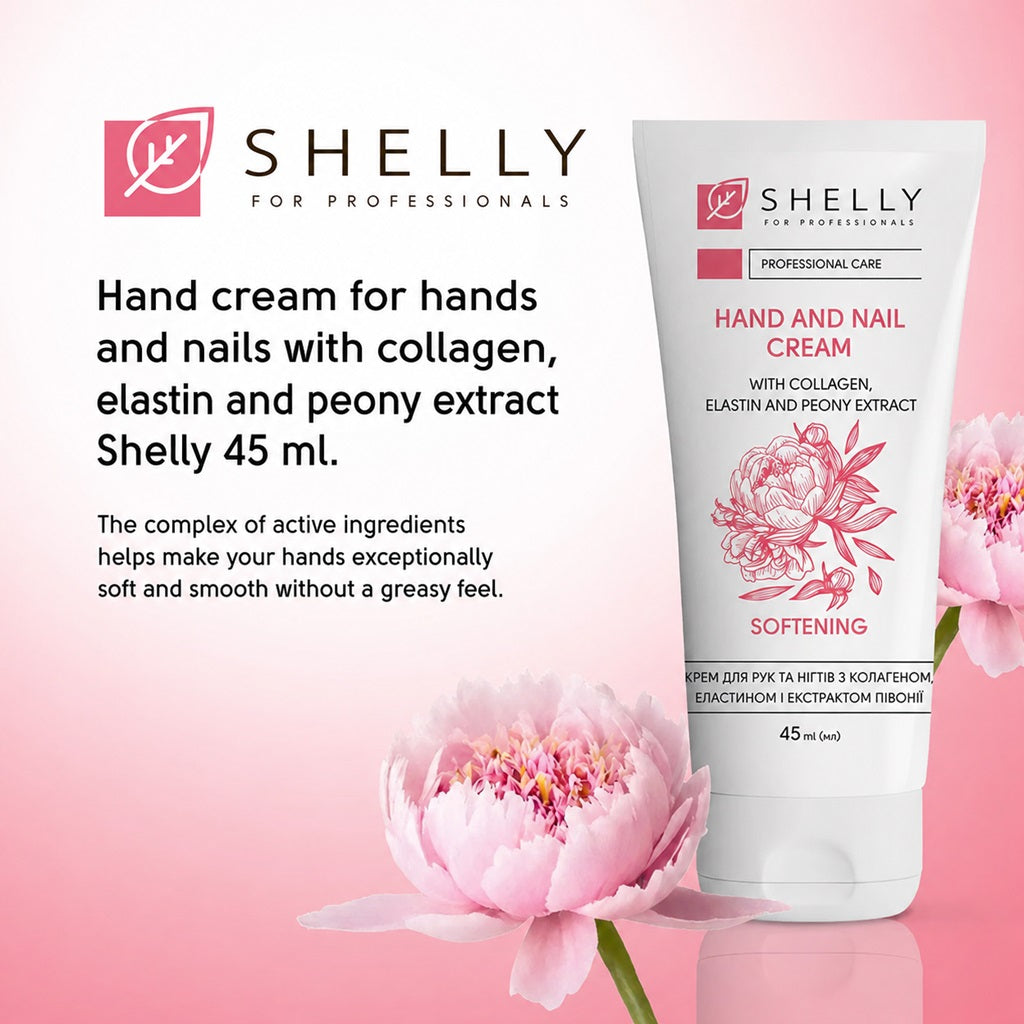 Crema per mani e unghie (Collagene, Elastina ed Estratto di Peony) 45 ml Shelly