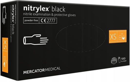 Nitrile powder-free gloves Nitrylex Mercator size XS (Black)