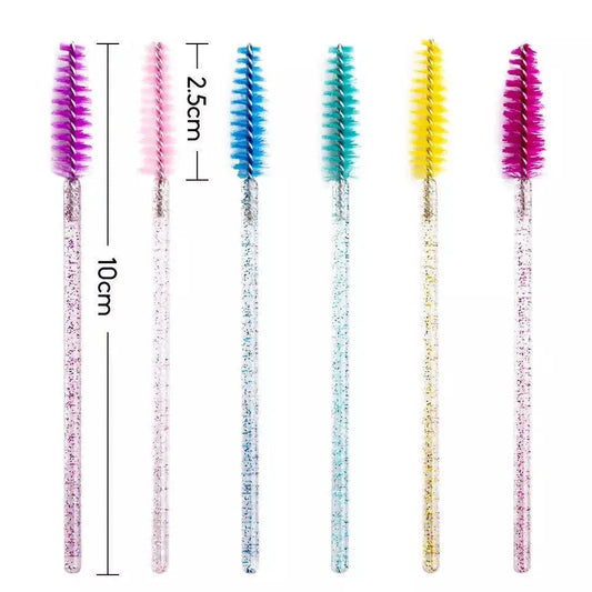 50pcs Crystal Handle Disposable Eyelash Brush
