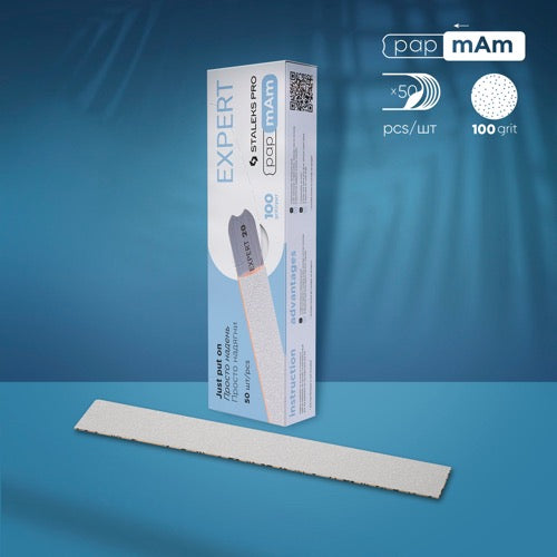 White disposable papmAm files for straight nail file Pro Expert 22, 100 grit (50 pcs), DFCE-22-100w