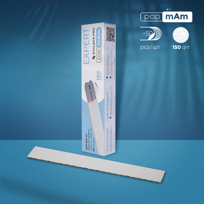 White disposable files for straight base papmAm Expert 22, 150 grit (50 pcs), Staleks Pro