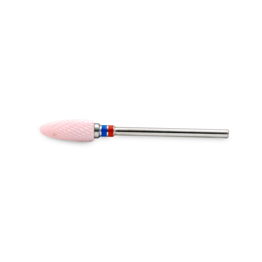 Pink ceramic nail drill bit, “Corn”, 6*14.5 mm, Red-Blue