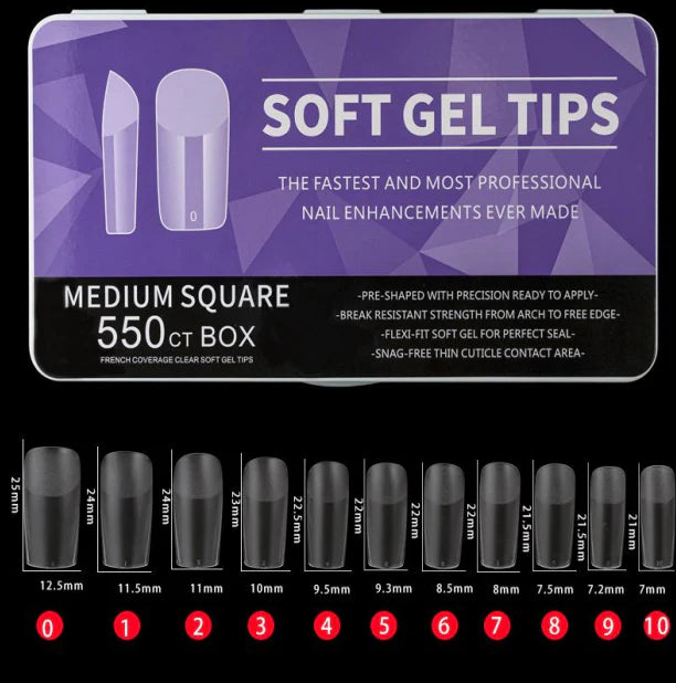 Gel Tips Medium Square 550 τμχ