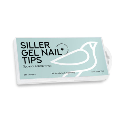 Gel tips for building up transparen OVAL 240 pcs Siller