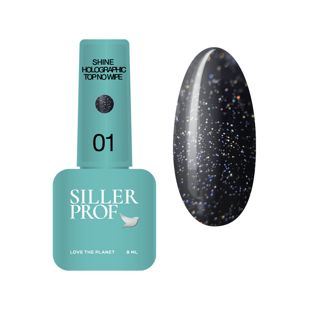 Топ без липкого шару SHINE Holographic №1 8 ml Siller